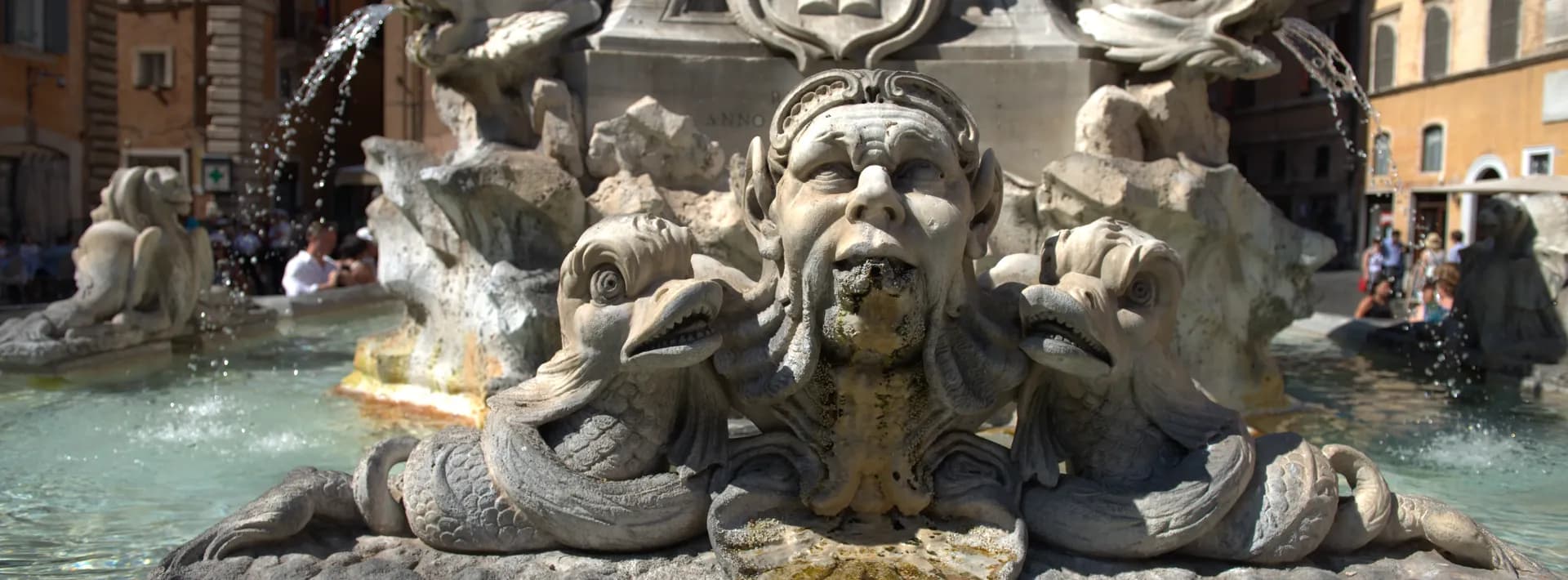detail of a carving on the Fontana del Pantheon in Rome