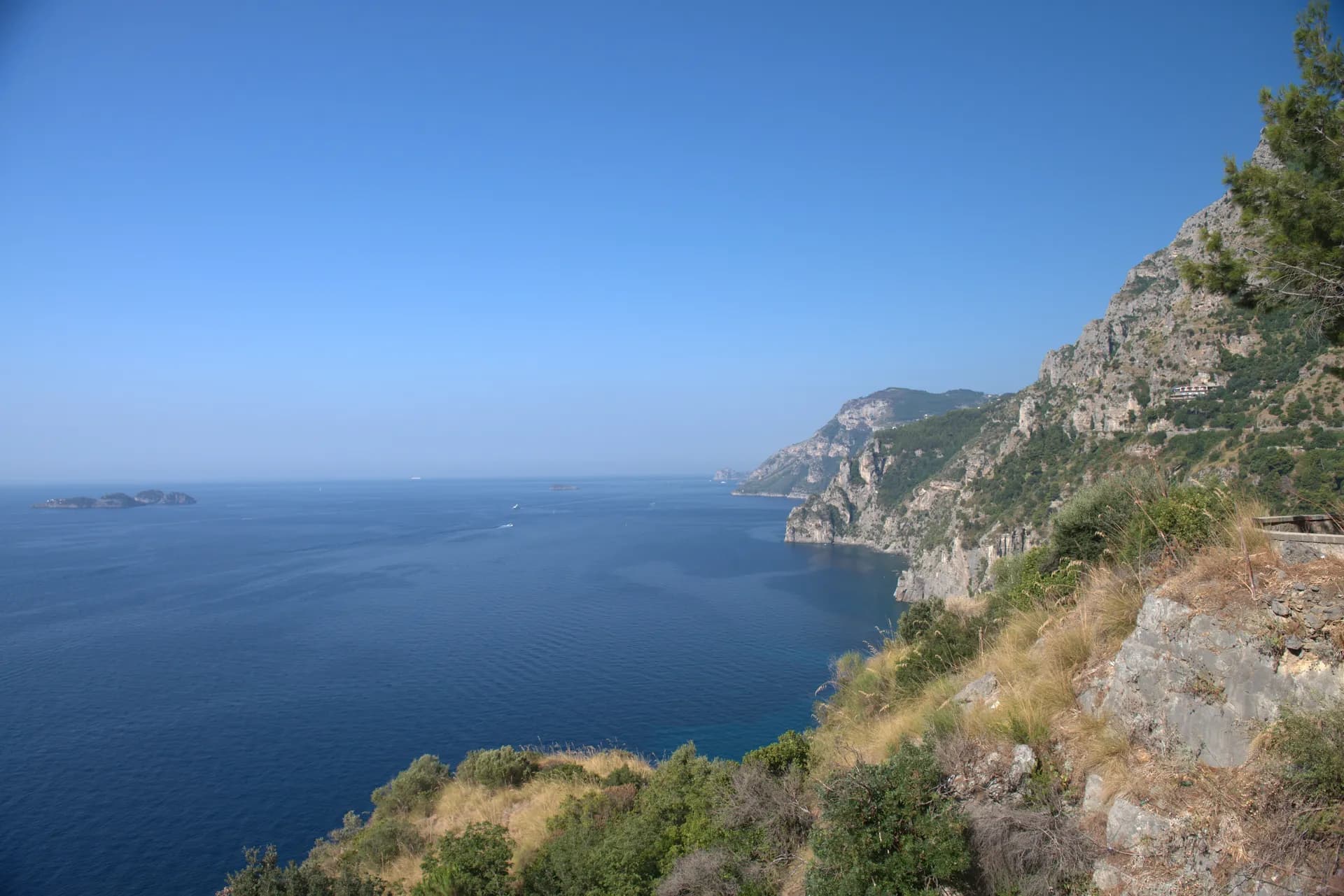 beautiful blue water off of the Amalfi Coast
