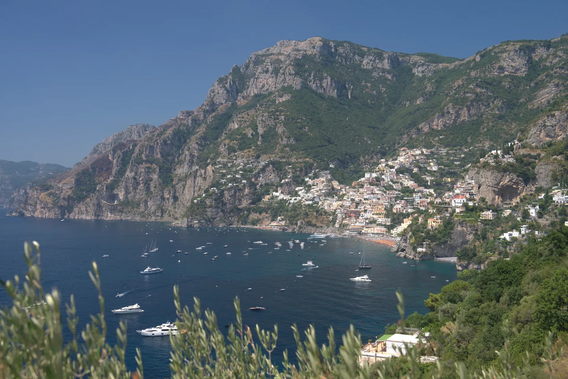 a marina with cliffs in the background on the Amalfi Coast