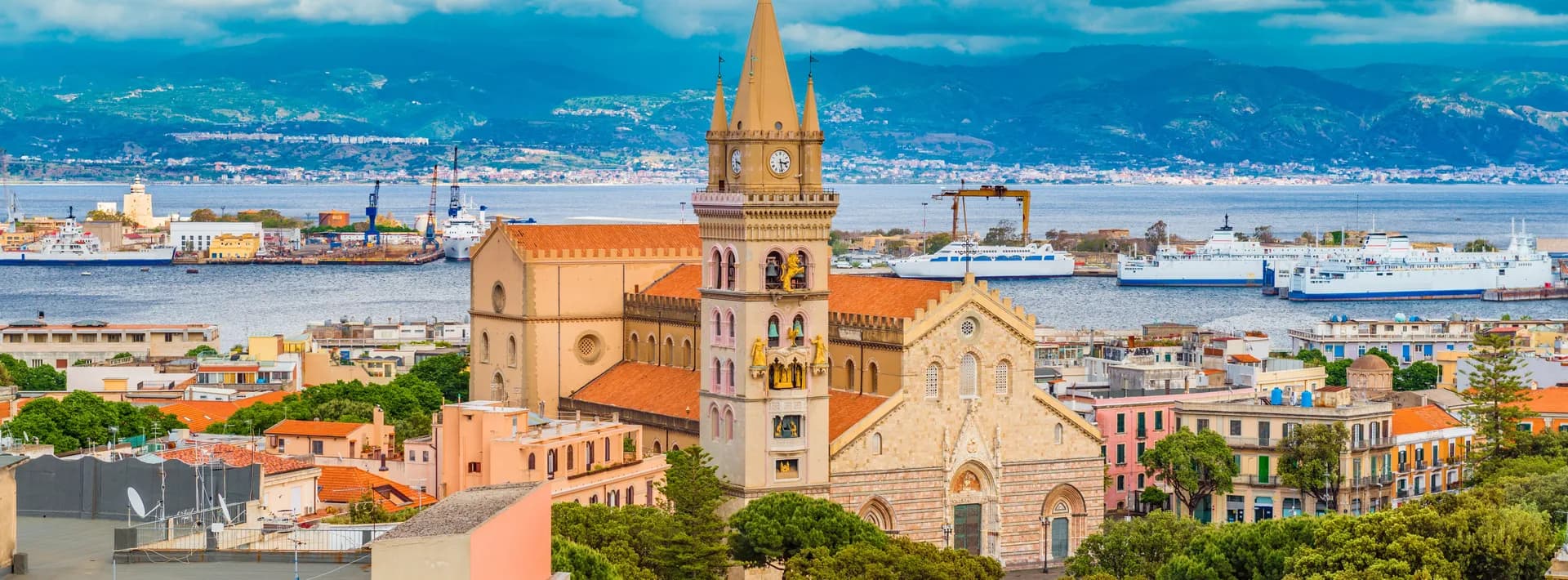 Aerial view of Messina in Sicily, Italy