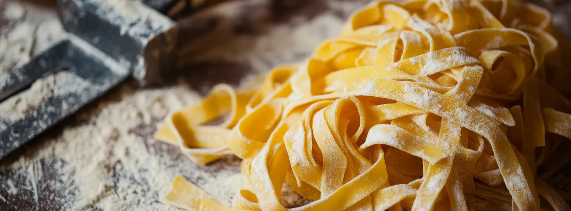 detail of fresh pasta dusted with flour