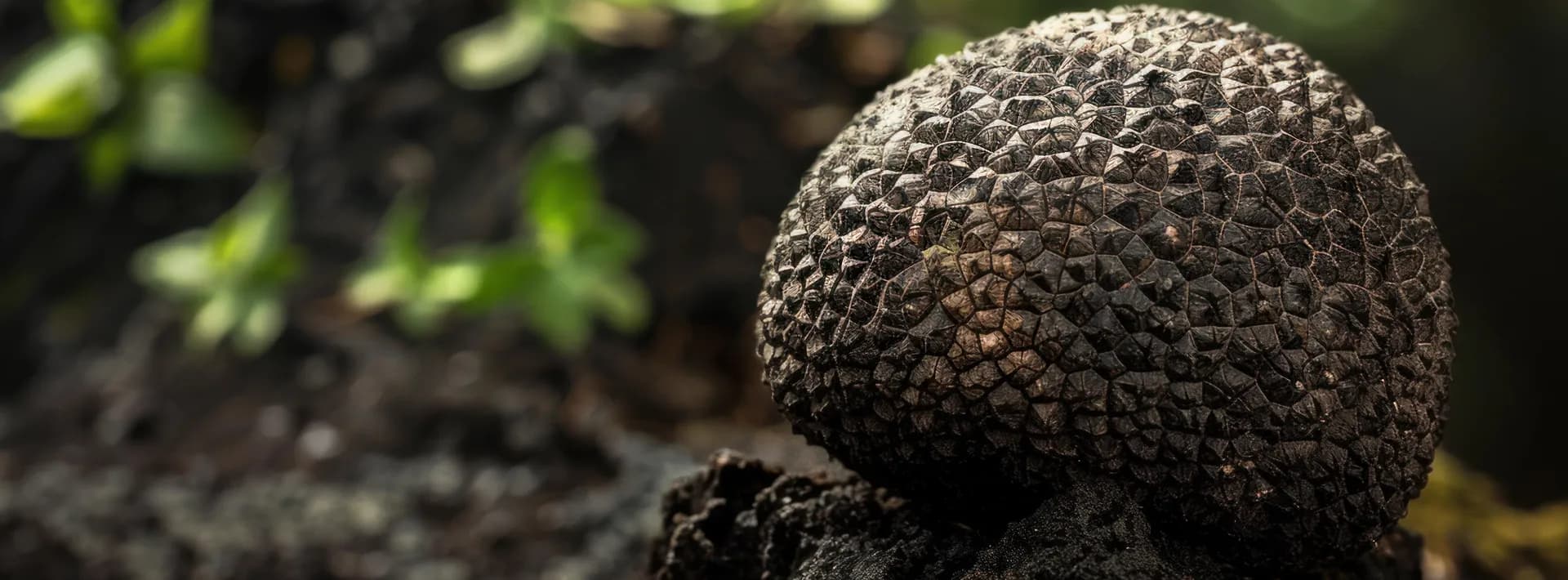 detail of a truffle growing in the forest