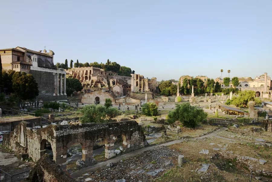 landscape view of the Roman Forum in Rome