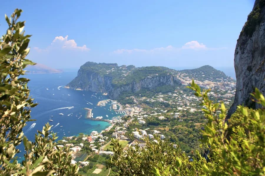Aerial view of the island of Capri, Italy