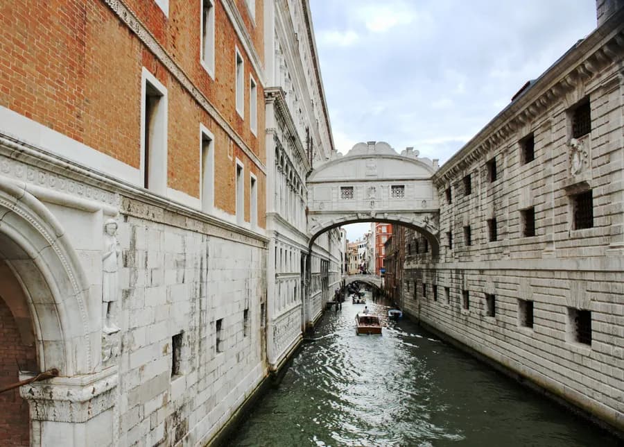 View of the Bridge of Sighs in Venice, Italy