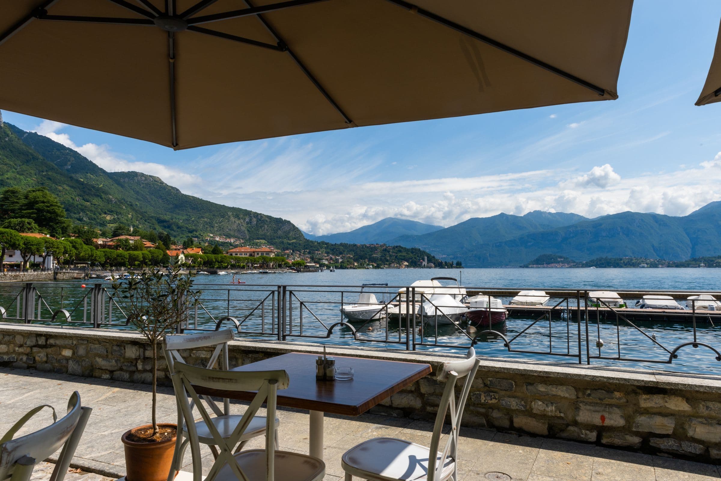View of Lake Como over small mariana