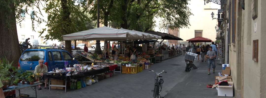 street view of a market in Florence
