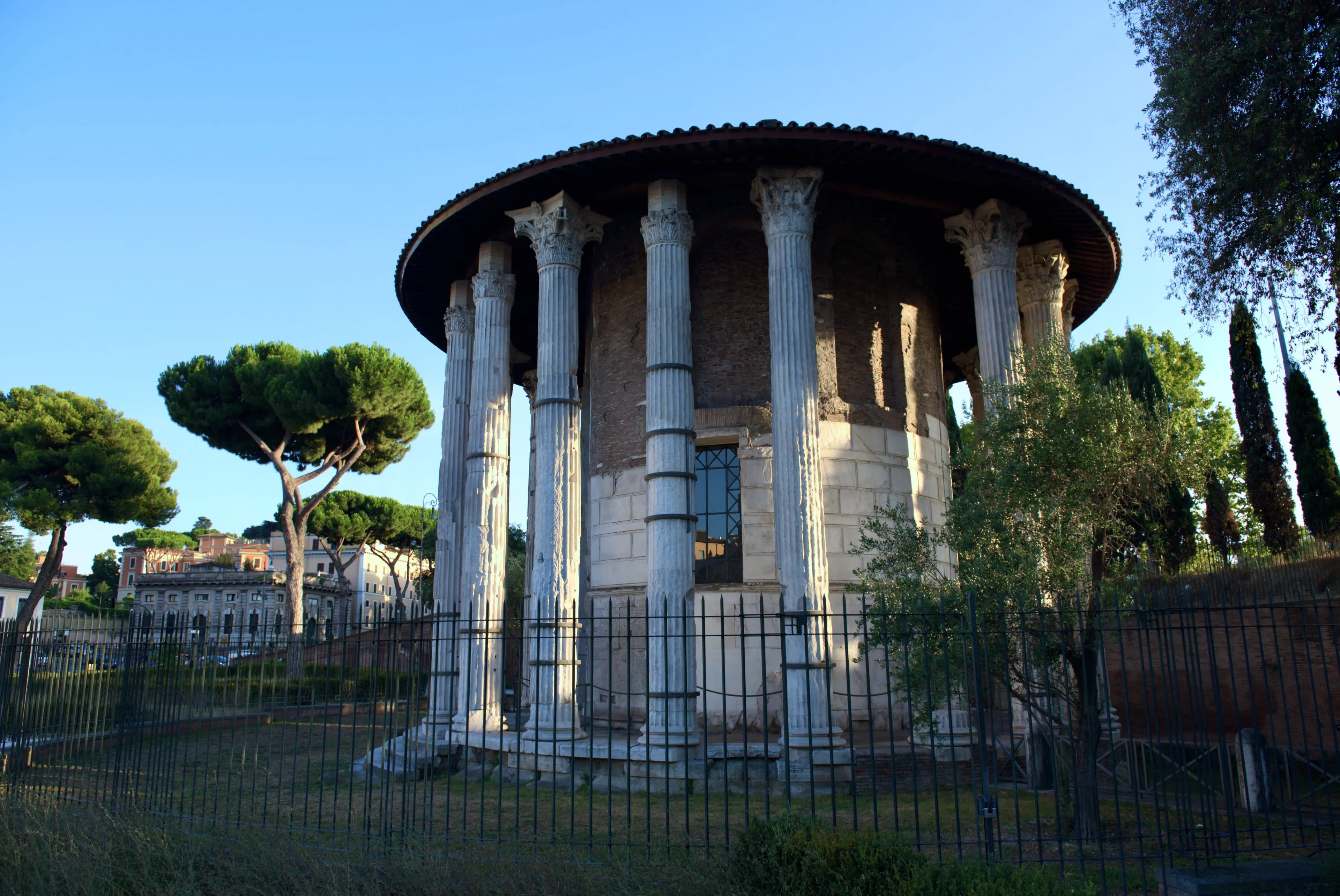 the Temple of Hercules Victor in Rome just before sunset