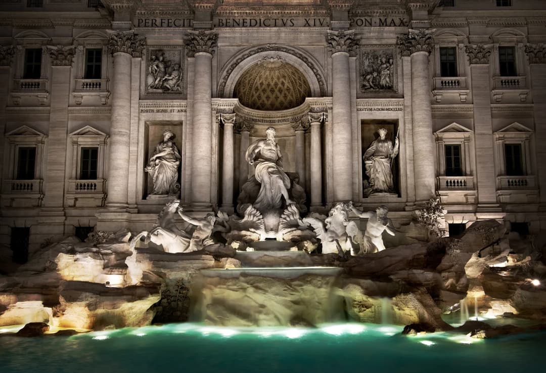 Trevi Fountain at night in Rome, Italy