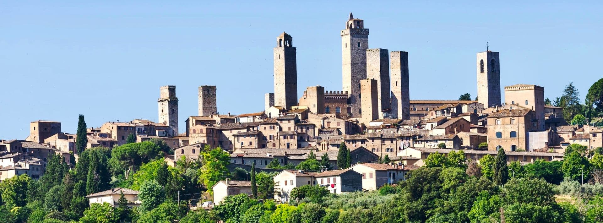 Panoramic view of San Gimignano towers in Italy