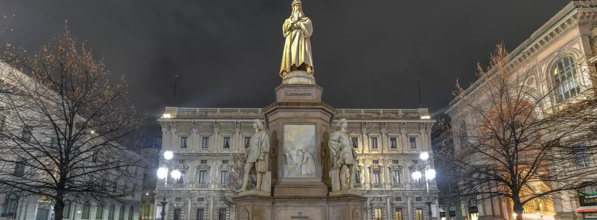 statue of leonardo da vinci in milan italy