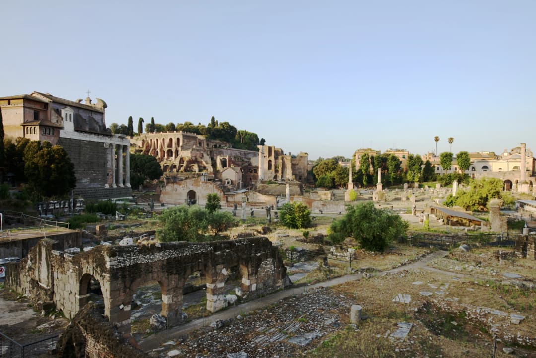 landscape view of the Roman Forum in Rome