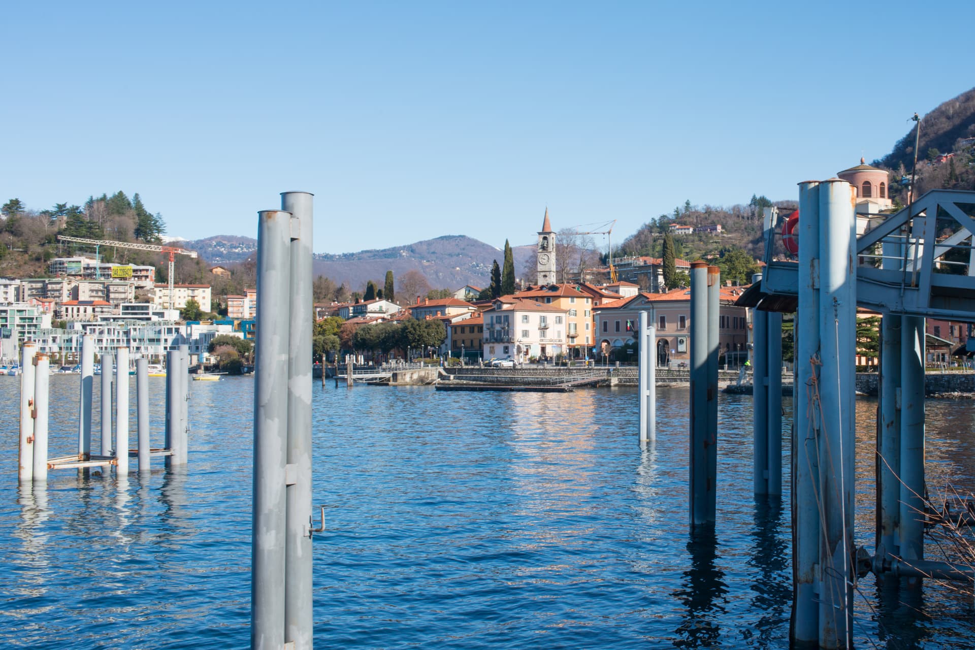 beautiful buildings at laveno monbello waterfront italy