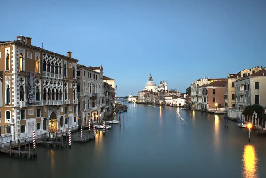 The Grand Canal at dusk in Venice, Italy